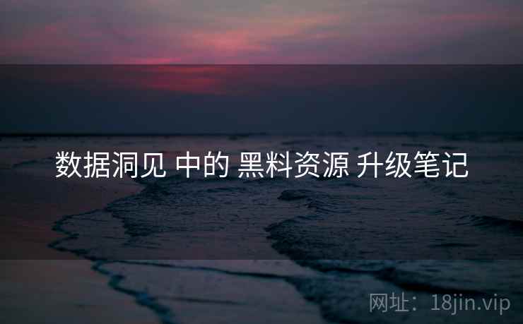 数据洞见 中的 黑料资源 升级笔记